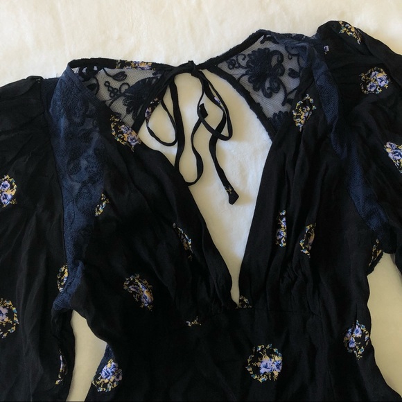 Free People Navy Open Back Flowy Lace Dress - Picture 3 of 7